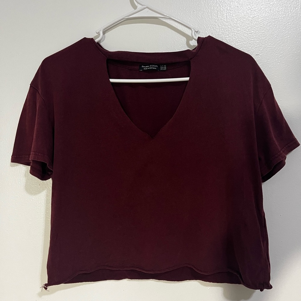 Bershka Maroon T-Shirt